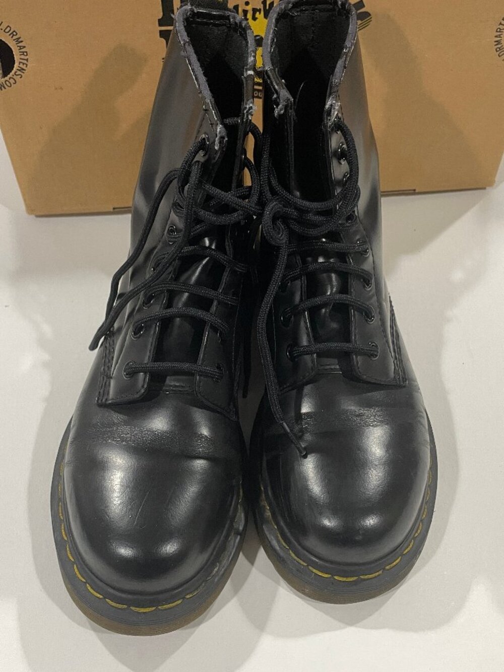Womens Sz 7 Dr. Martens Air Wair 1460 W Combat Boots Black Smooth 11821006